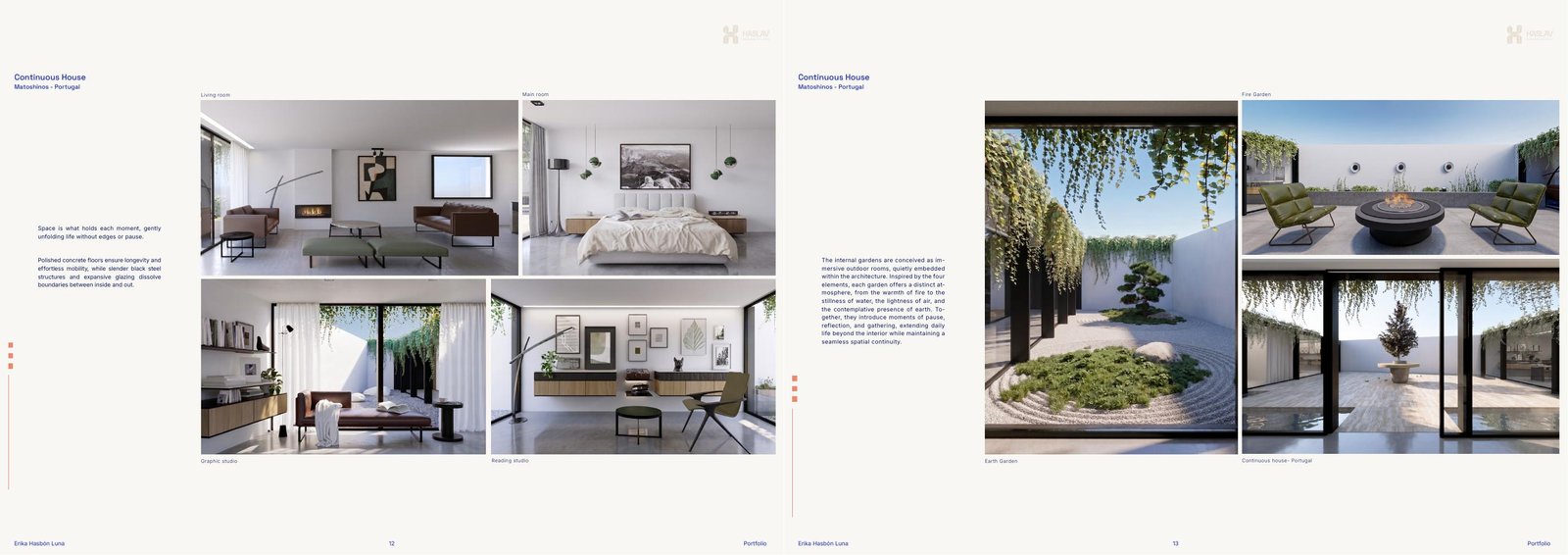 Continuous House portfolio board showing gardens and circulation