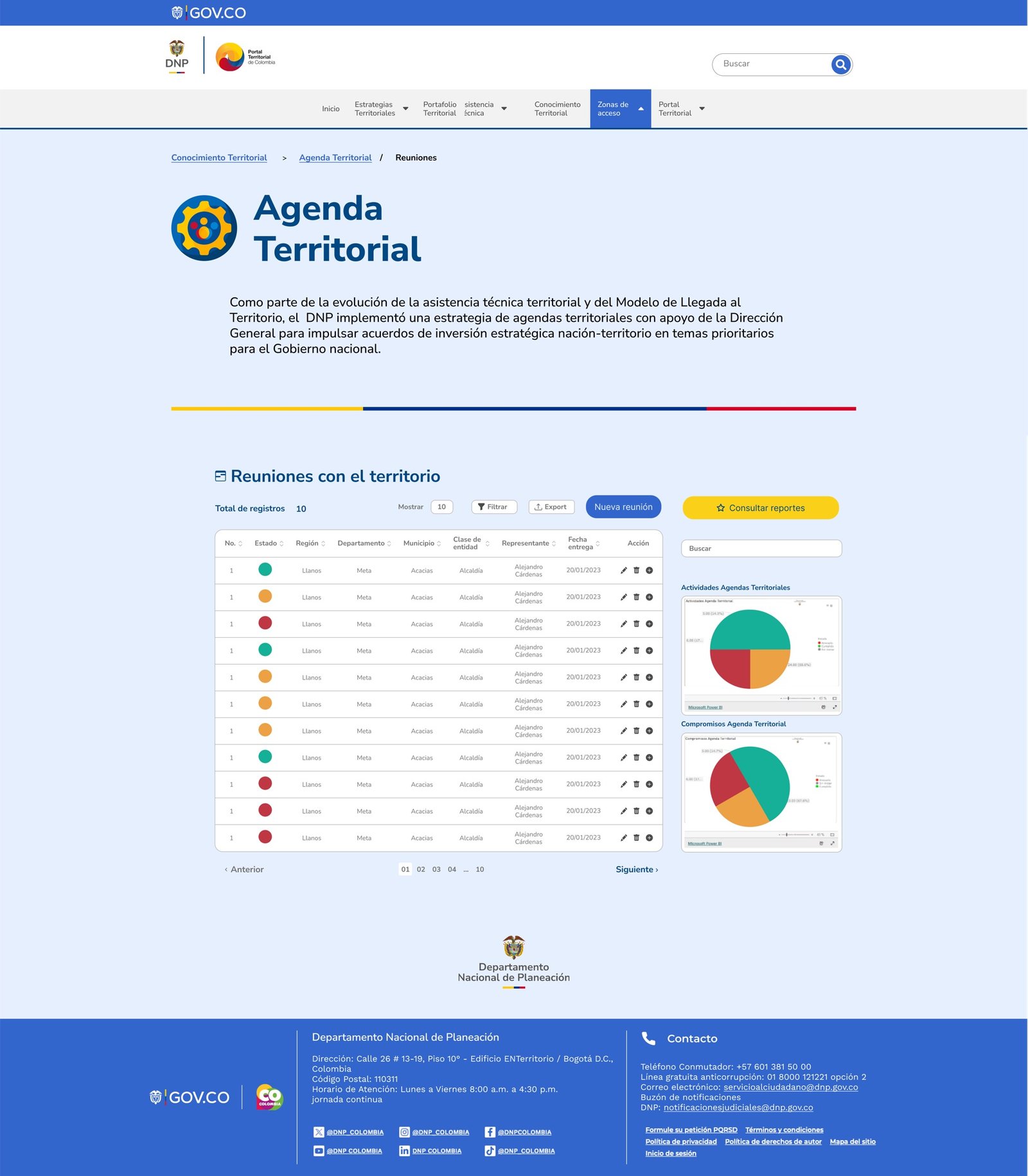 Portal Territorial territorial information layout