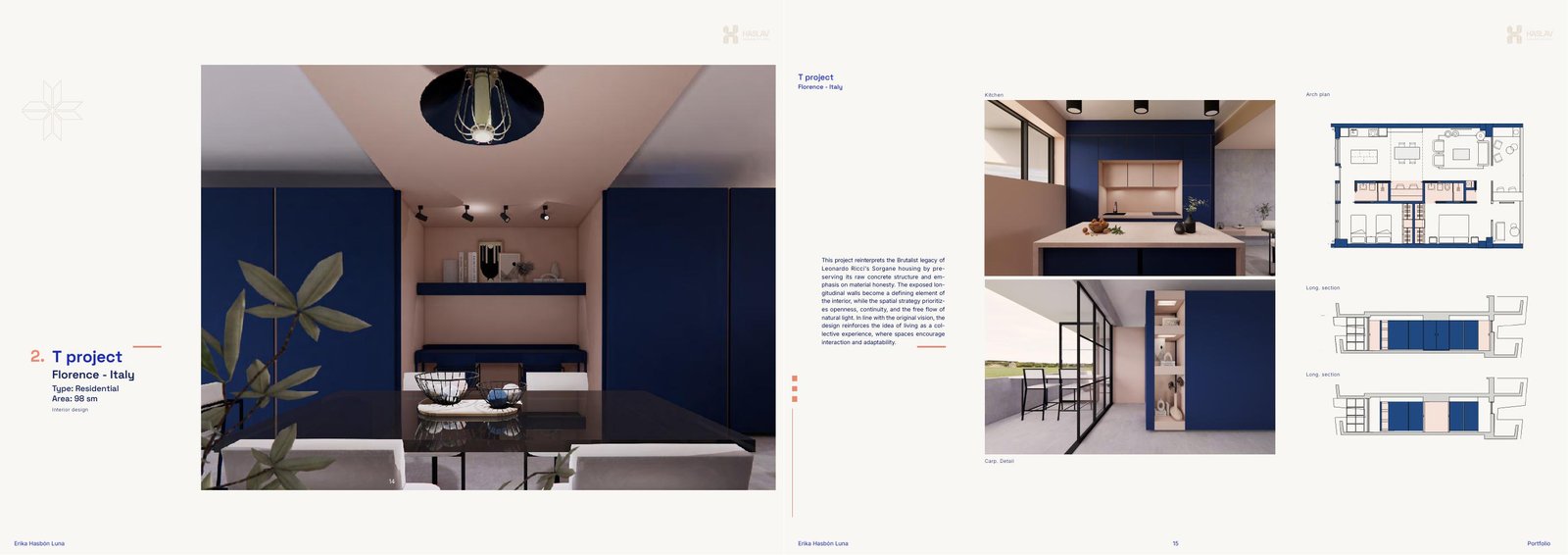 T Project portfolio board showing the kitchen, plan and material contrast